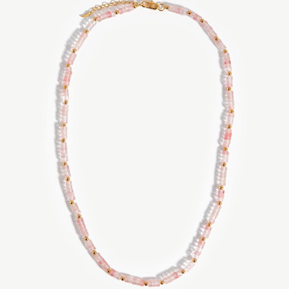 BNWOT Missoma Medium Beaded Stack Necklace NEVER WORN in 18ct Gold Plated Pink